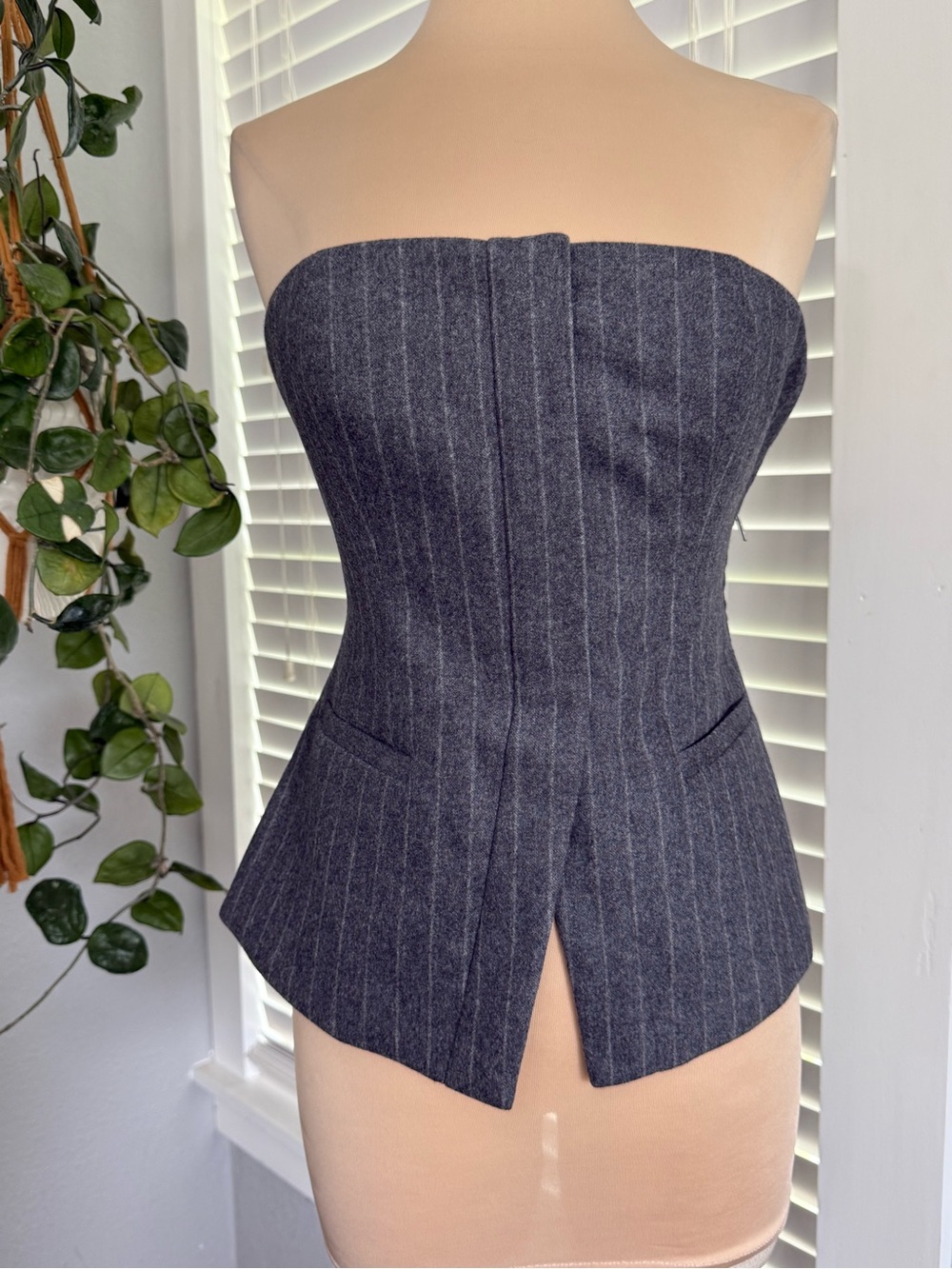 NWT A.L.C. Renee Top in Grey Melange Strapless Wool Blend Size 0 - Picture 4 of 10